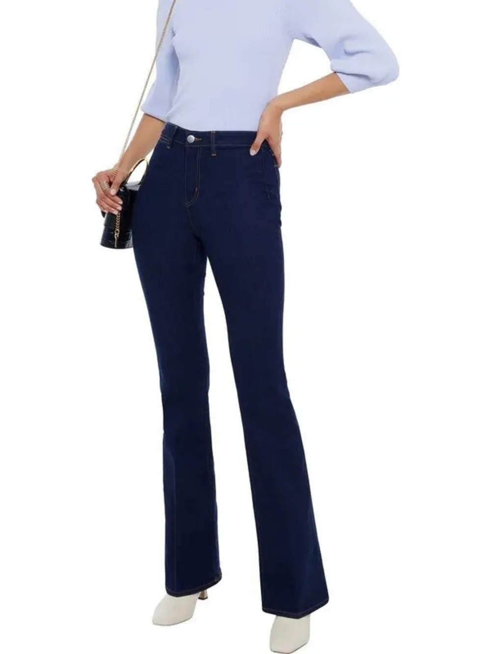 NWOT L'AGENCE Joplin High Rise Flared Jeans Dark Denim Blue Wash Size 27